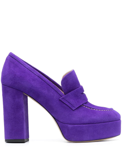 P.a.r.o.s.h Penny-slot 115mm Suede Platform Sandals In Purple
