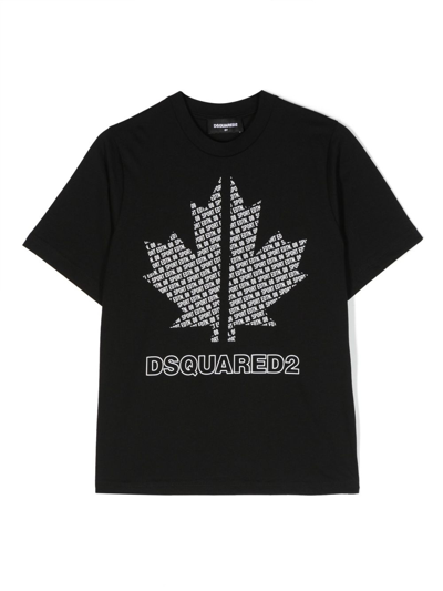 Dsquared2 Kids' Logo-print Cotton T-shirt In Black