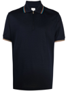 Paul Smith Stripe-trim Detail Polo Shirt In Blue
