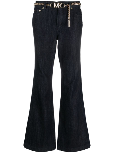 Michael Michael Kors Mid-rise Flared Jeans In Blue