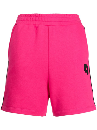 Karl Lagerfeld Ikonik Karl Patch Track Shorts In Pink