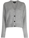 Theory V-neck Purl-knit Cardigan In Grey