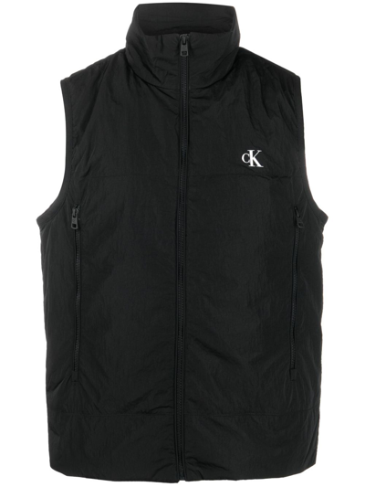 Calvin Klein Jeans Est.1978 Logo-print Padded Gilet In Black