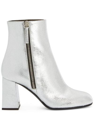 Giuseppe Zanotti Sveva 80mm Leather Ankle Boots In Silver