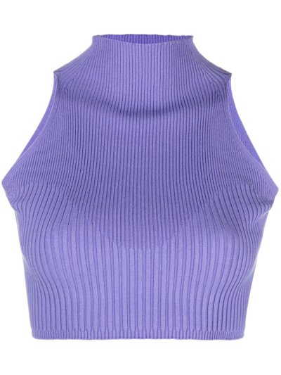 Aeron Knitted Crop Top In Purple