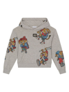 Dolce & Gabbana Printed Cotton Hoodie W/metal Logo In Grey