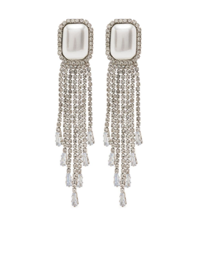 Hzmer Jewelry Crystal-embellished Silver Drop Earrings
