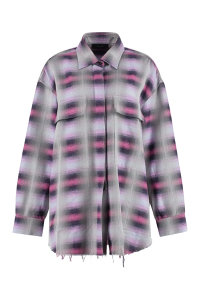 Amiri Checked Long-sleeved Shirt In Fuchsia | ModeSens