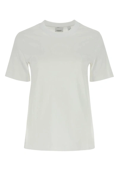 Burberry White Cotton T-shirt In Yellow