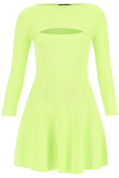Dsquared2 Cut-out Flared Mini Dress In Green