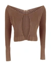 Jacquemus Ribbed-knit Open-front Cardigan In Brown