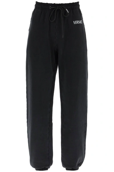 Versace Logo-print Track Pants In Black