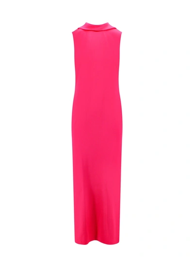 Versace Enver Satin Cocktail Dress With Draped Open Back In Pink