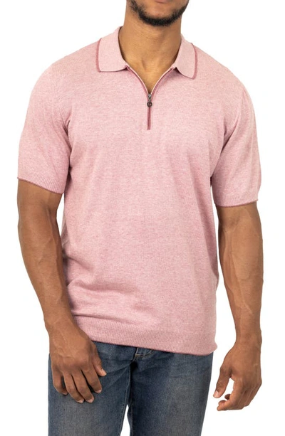 Vellapais Mitte Zip Cotton Polo In Medium Pink