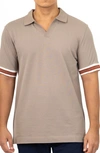 Vellapais Elda Johnny Collar Knit Polo In Dark Beige