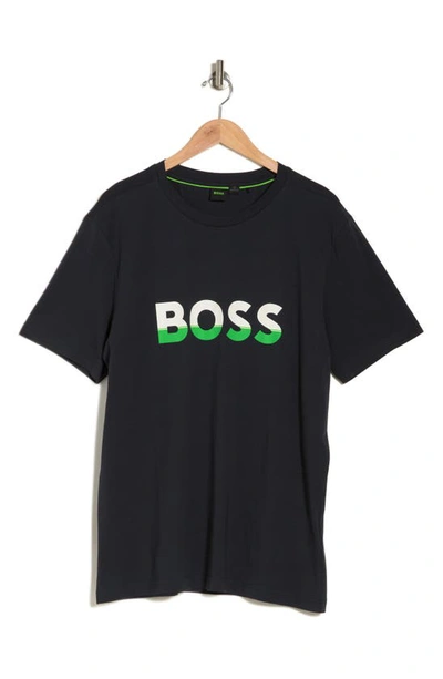 Hugo Boss Logo Graphic T-shirt In Dark Blue