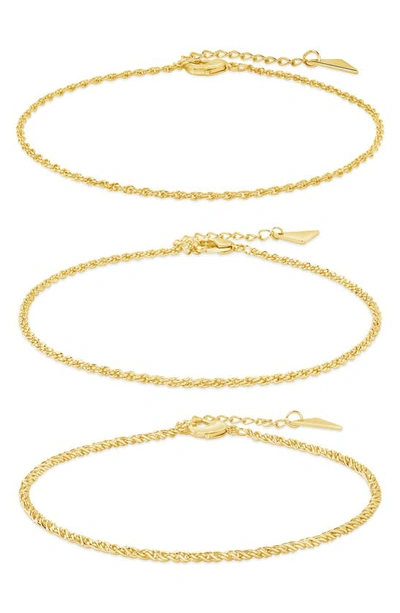 Sterling Forever Terina Set Of 3 Chain Anklets In Gold