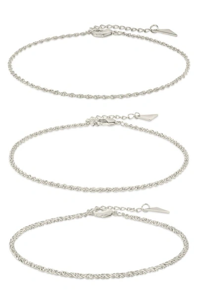 STERLING FOREVER TERINA SET OF 3 CHAIN ANKLETS