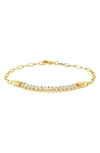 Sterling Forever Mackenna Baguette Cubic Zirconia Bracelet In Gold