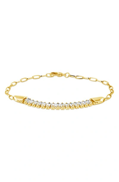 Sterling Forever Mackenna Baguette Cubic Zirconia Bracelet In Gold