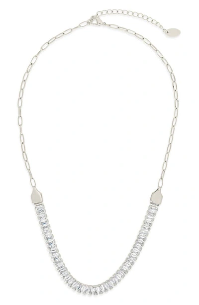 Sterling Forever Cz Sarai Chain Necklace In Silver