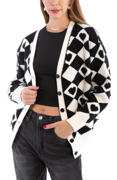 Saachi Corazón Checkered Cardigan In Black