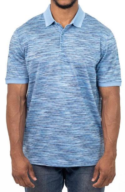 Vellapais Rudis Perforated Knit Polo In Blue