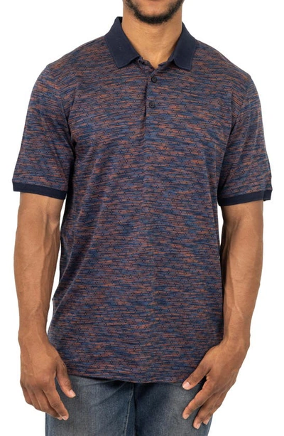 Vellapais Rudis Perforated Knit Polo In Navy Blue