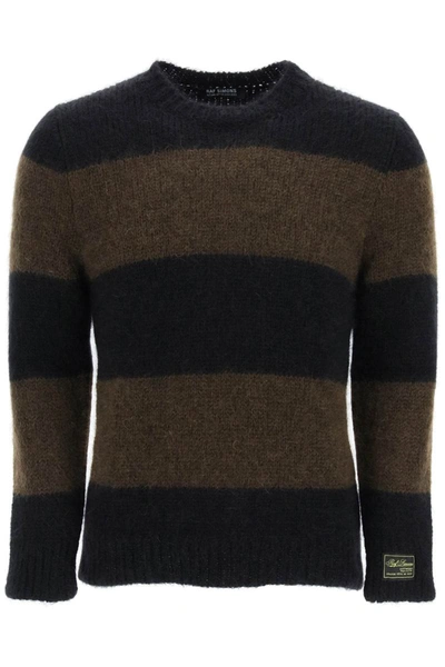 Raf Simons Mohair Striped Sweater In Multicolor