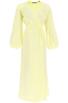 Rotate Birger Christensen Marisol Jacquard Woven Midi Wrap Dress In Yellow