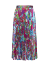 Versace Murakami Print Twill Pleated Midi Skirt In Light Blue
