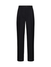 Maison Margiela Herringbone Wool Pleated Trousers In Black