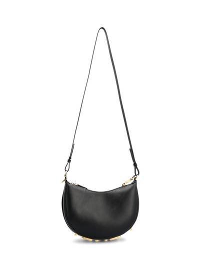 Fendi Logo Plaque Mini Hobo Bag In Black