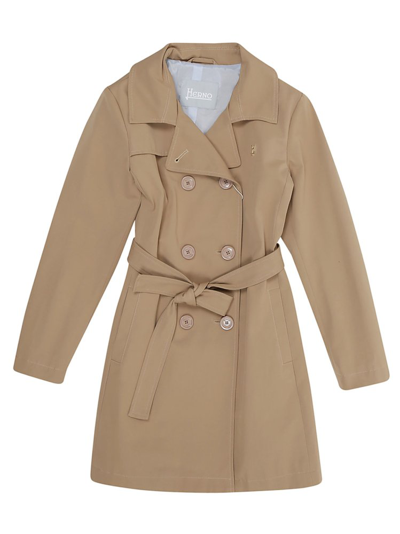 Herno Kids' Double-breasted Trench Coat In Beige