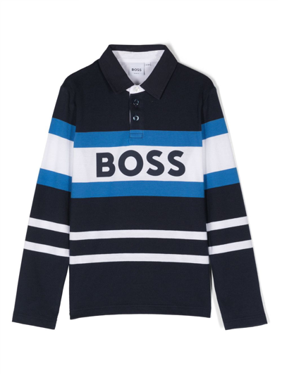 Bosswear Kids' Logo-print Polo Shirt In Blue