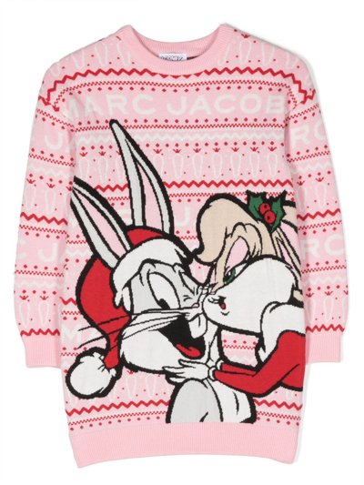 Marc Jacobs Looney Tunes Jacquard Knit Dress In Fucsia