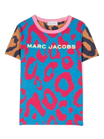 Marc Jacobs Kids' Cheetah-print Cotton T-shirt In Blue