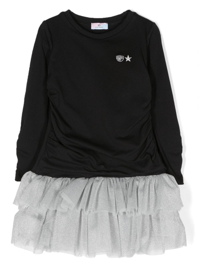 Chiara Ferragni Kids' Eyelike Logo-embroidered Tutu Dress In Black