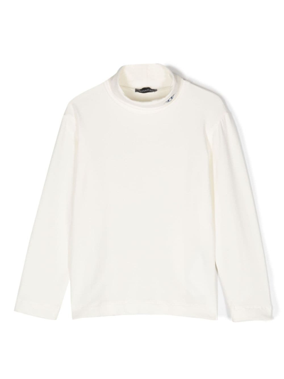 Monnalisa Kids' Logo-embroidered Roll-neck Top In Neutrals