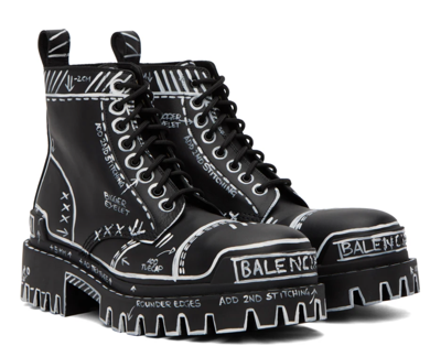 Pre-owned Balenciaga Strike L20 Boots (sketch Graffiti Pre-owned Balenciaga Strike L20 Boots (sketch Graffiti