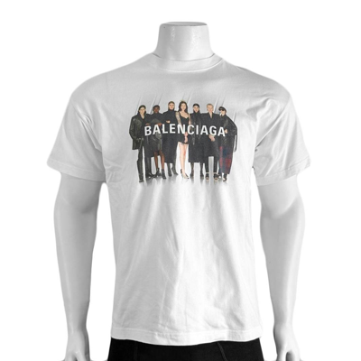 Pre-owned Balenciaga Family Portait T-shirt In White