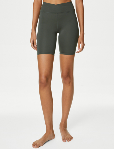 Goodmove Go Balance High Waisted Yoga Shorts In Green