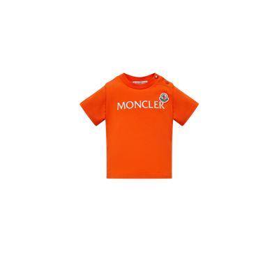 Moncler Kids' Boy's Logo-print Patch Graphic T-shirt In Orange