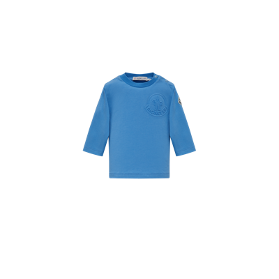 Moncler Kids' Logo Long Sleeve T-shirt Blue