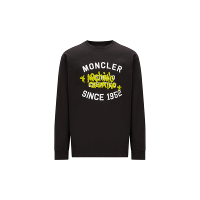 Moncler Collection Logo Long Sleeve T-shirt Black In Noir