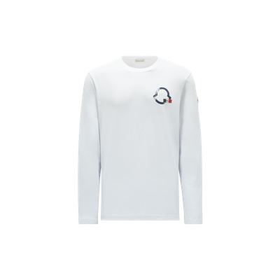 Moncler Collection Logo Outline Long Sleeve T-shirt White In Blanc