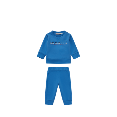 Moncler Kid's Logo-print Sweatshirt & Joggers Set In Blue