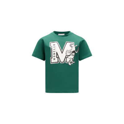 Moncler Kids' Boy's Logo-print T-shirt In Green