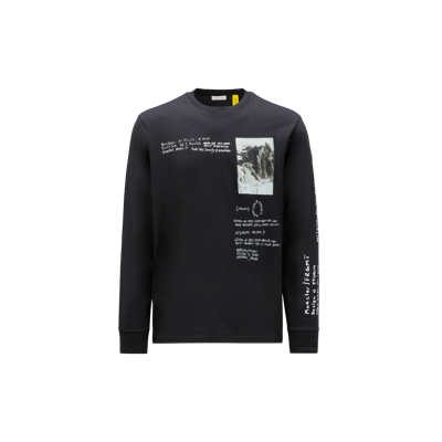 Moncler Printed Long Sleeve T-shirt Black In Noir