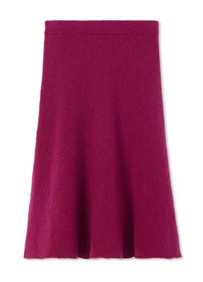 St John Brushed Wool And Mohair Skirt In Deep Magenta